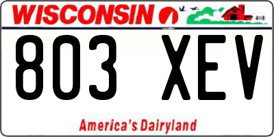 WI license plate 803XEV