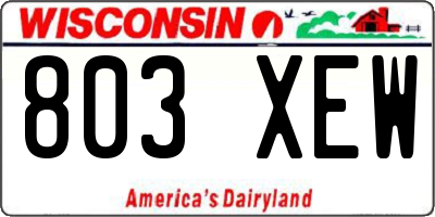 WI license plate 803XEW