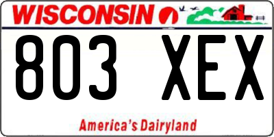 WI license plate 803XEX