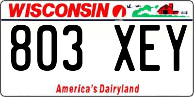 WI license plate 803XEY