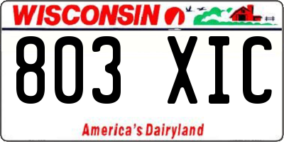 WI license plate 803XIC
