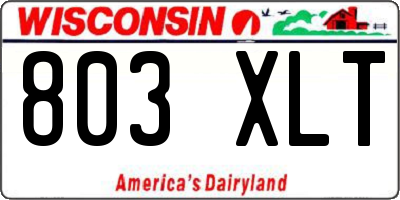 WI license plate 803XLT