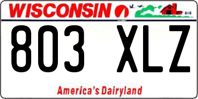 WI license plate 803XLZ