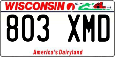 WI license plate 803XMD