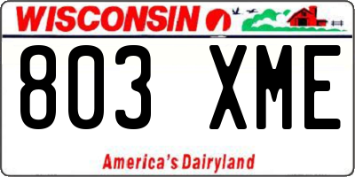 WI license plate 803XME