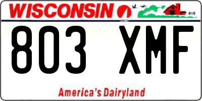 WI license plate 803XMF