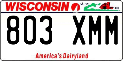 WI license plate 803XMM