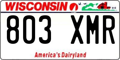 WI license plate 803XMR