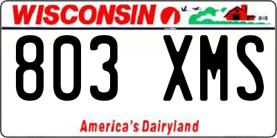 WI license plate 803XMS