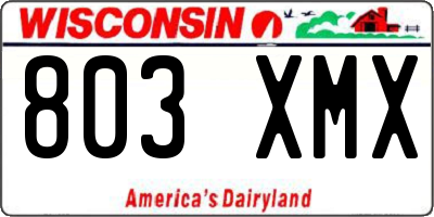 WI license plate 803XMX