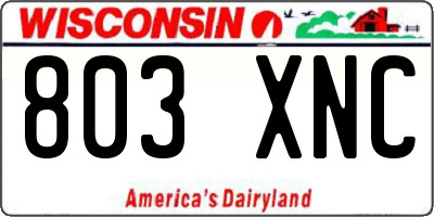 WI license plate 803XNC