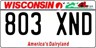 WI license plate 803XND