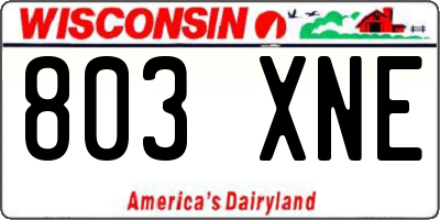 WI license plate 803XNE