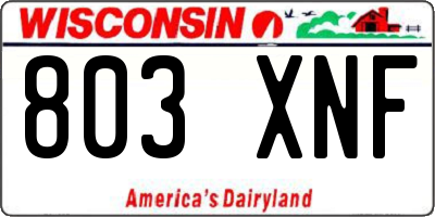 WI license plate 803XNF