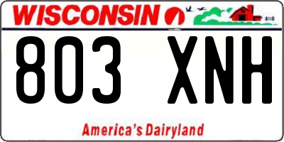 WI license plate 803XNH