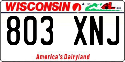 WI license plate 803XNJ