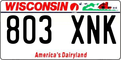 WI license plate 803XNK