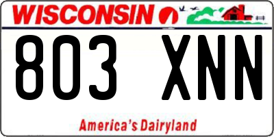 WI license plate 803XNN