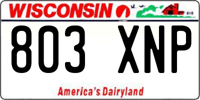 WI license plate 803XNP