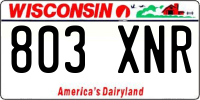 WI license plate 803XNR