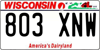 WI license plate 803XNW