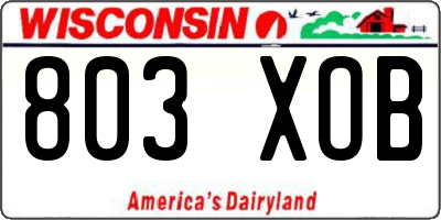 WI license plate 803XOB