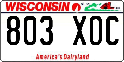 WI license plate 803XOC