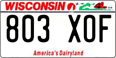 WI license plate 803XOF