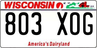 WI license plate 803XOG