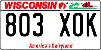 WI license plate 803XOK