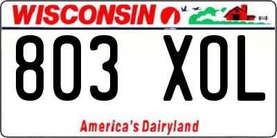 WI license plate 803XOL