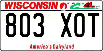 WI license plate 803XOT