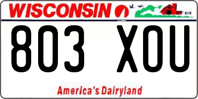 WI license plate 803XOU
