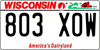 WI license plate 803XOW