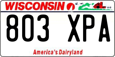 WI license plate 803XPA