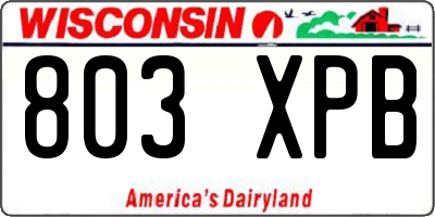 WI license plate 803XPB