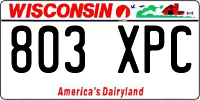 WI license plate 803XPC