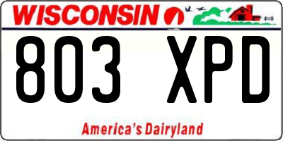 WI license plate 803XPD