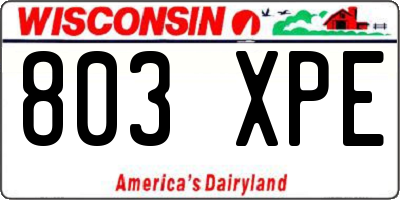 WI license plate 803XPE
