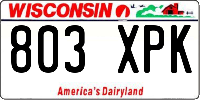 WI license plate 803XPK