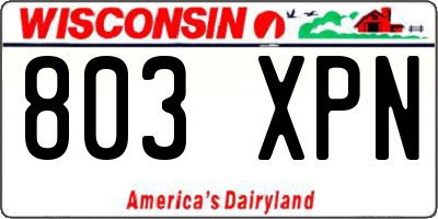 WI license plate 803XPN