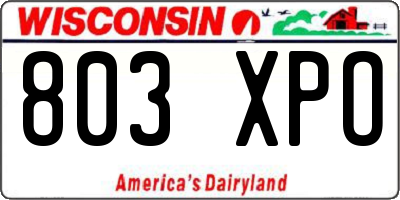 WI license plate 803XPO