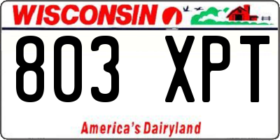 WI license plate 803XPT