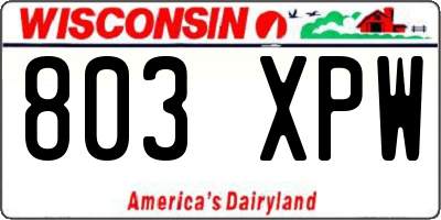 WI license plate 803XPW