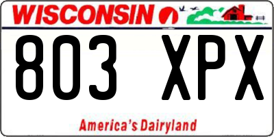 WI license plate 803XPX