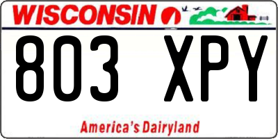 WI license plate 803XPY