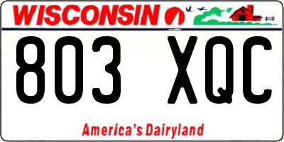 WI license plate 803XQC