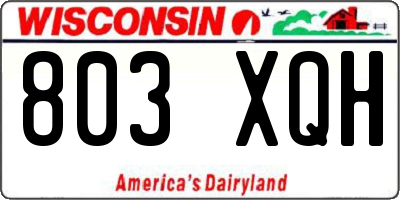 WI license plate 803XQH
