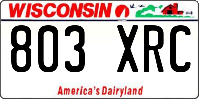 WI license plate 803XRC