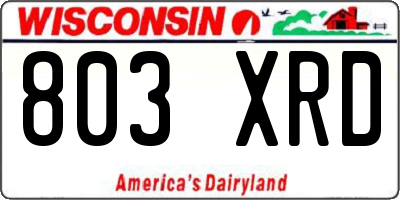 WI license plate 803XRD